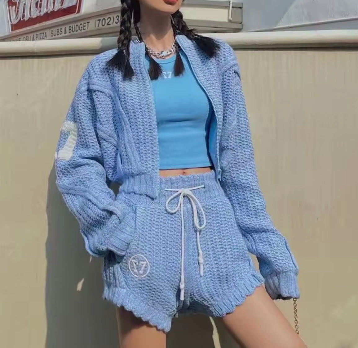 Knitted Clothing 2 Piece Sets Womens Outfits