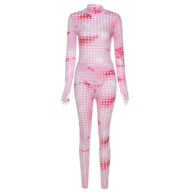Hollow burning flower hip-lifting fitness sports suit