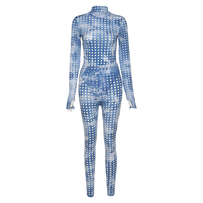 Hollow burning flower hip-lifting fitness sports suit
