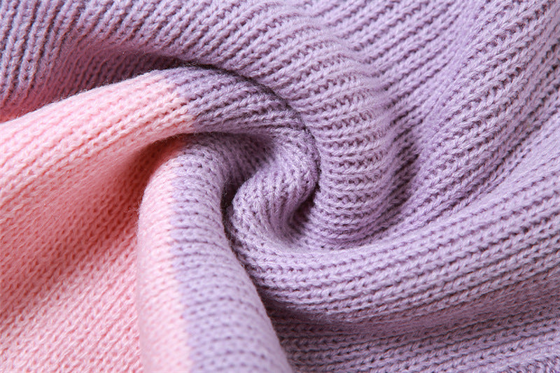 Fall Women's Clothing New Contrast Color Knitted High Waist Straight Casual Pants