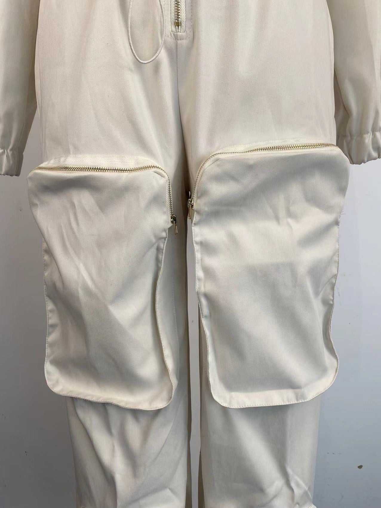 Waist-tight Cargo Overalls Metal Zipper Bread Bag
