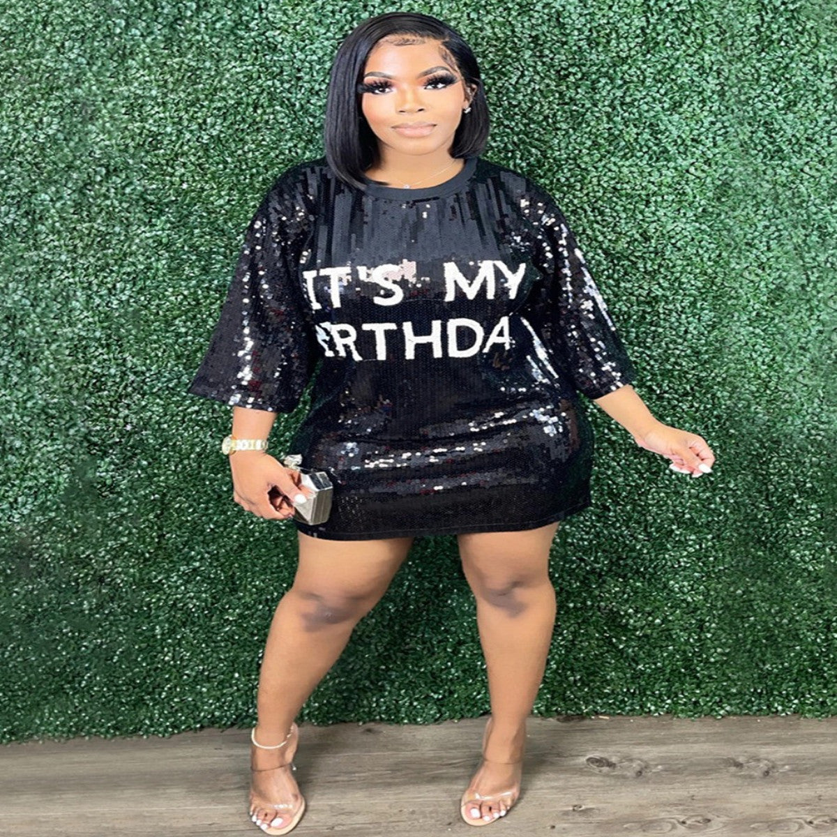 American Large Women's Loose Sequins Fashion Dress