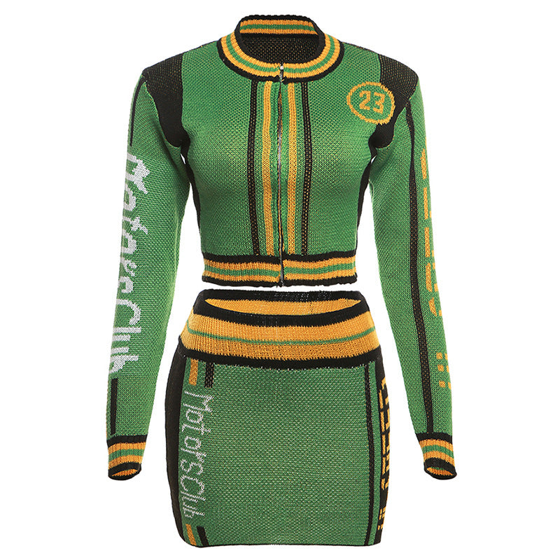 Women's Street Contrast Color Top High Waist Suit