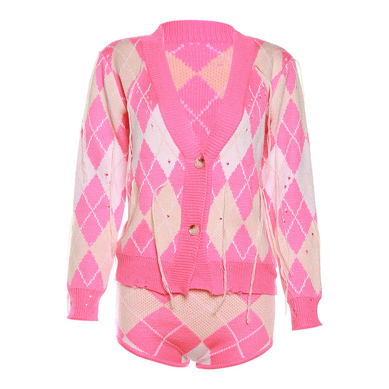 Women's Fashion Color Contrast Tassel Jacket