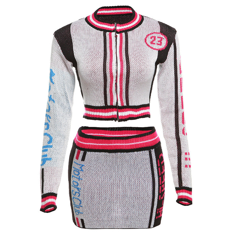 Women's Street Contrast Color Top High Waist Suit