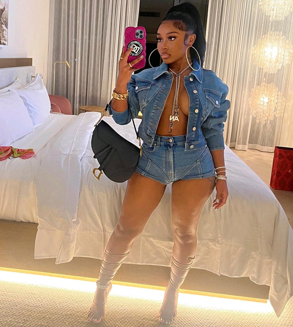 Denim Casual Suit Shorts Denim Suit