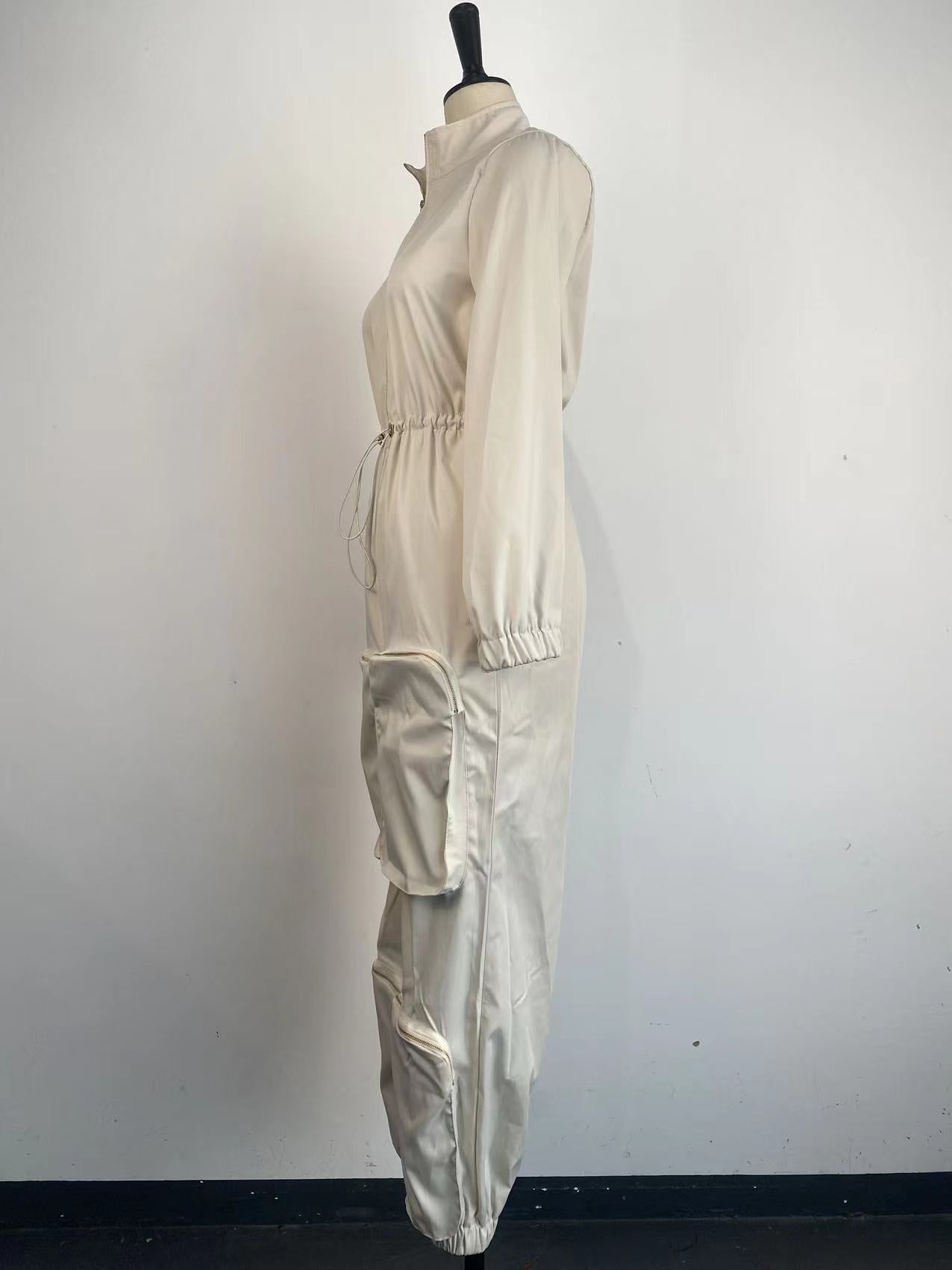 Waist-tight Cargo Overalls Metal Zipper Bread Bag