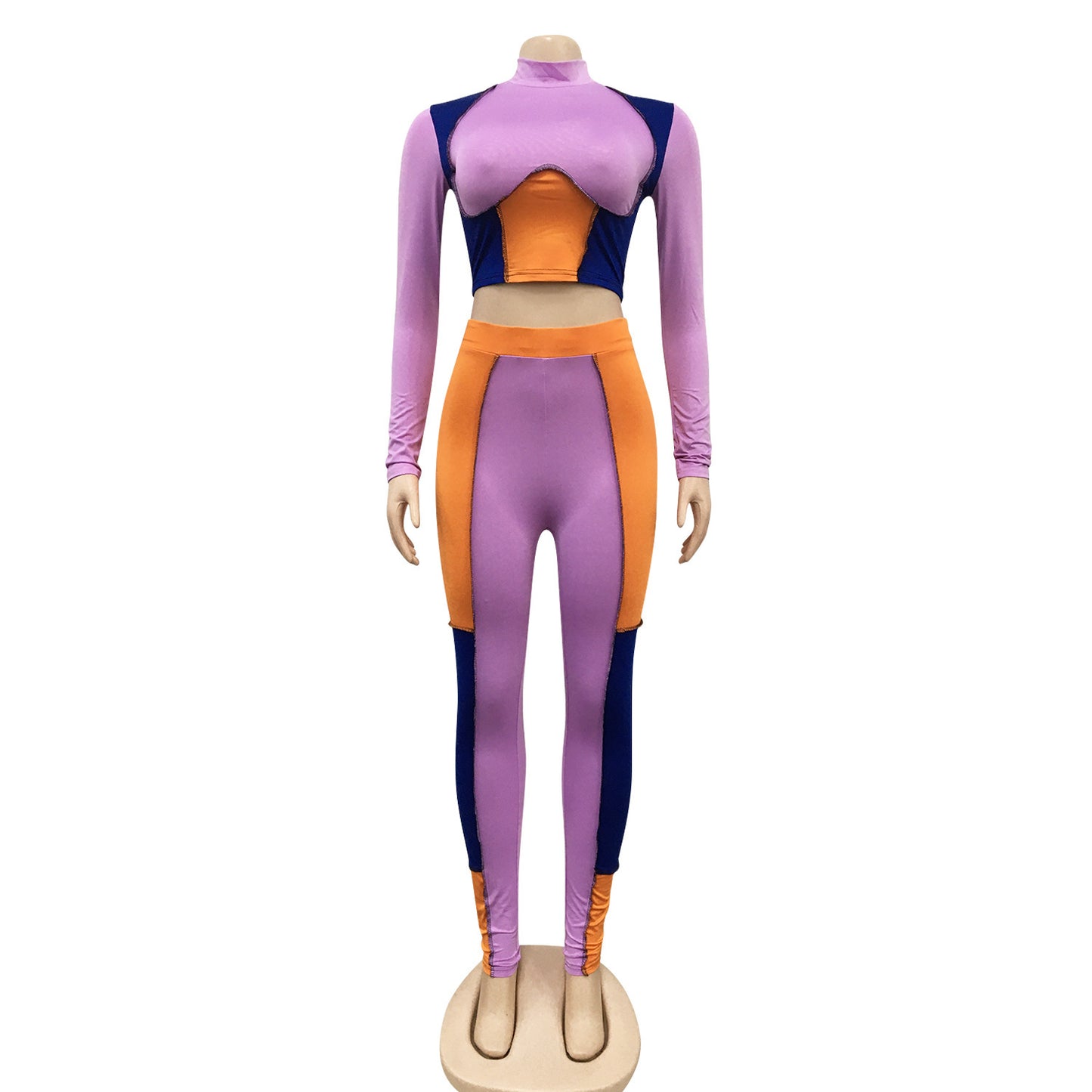 Women's Solid Color Slim Fit Sheath Sexy Tight Two-piece Suit