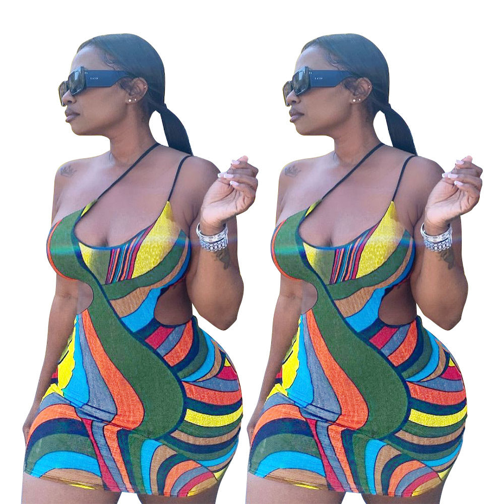High - Waisted Irregular Halter Dress